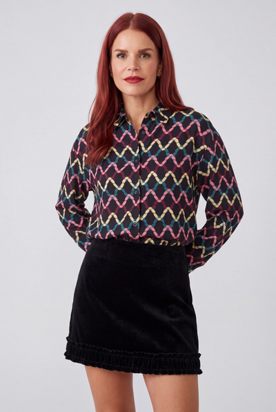 COMPAÑÍA FANTÁSTICA | FLEUR PRINTED BLOUSE - BLACK