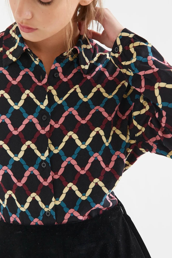 COMPAÑÍA FANTÁSTICA | FLEUR PRINTED BLOUSE - BLACK
