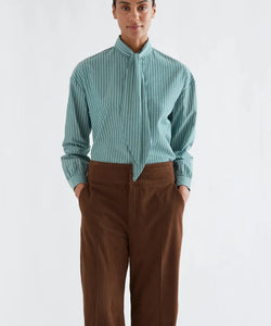 COMPAÑÍA FANTÁSTICA | STRIPED FRONT-TIE BLOUSE - GREEN