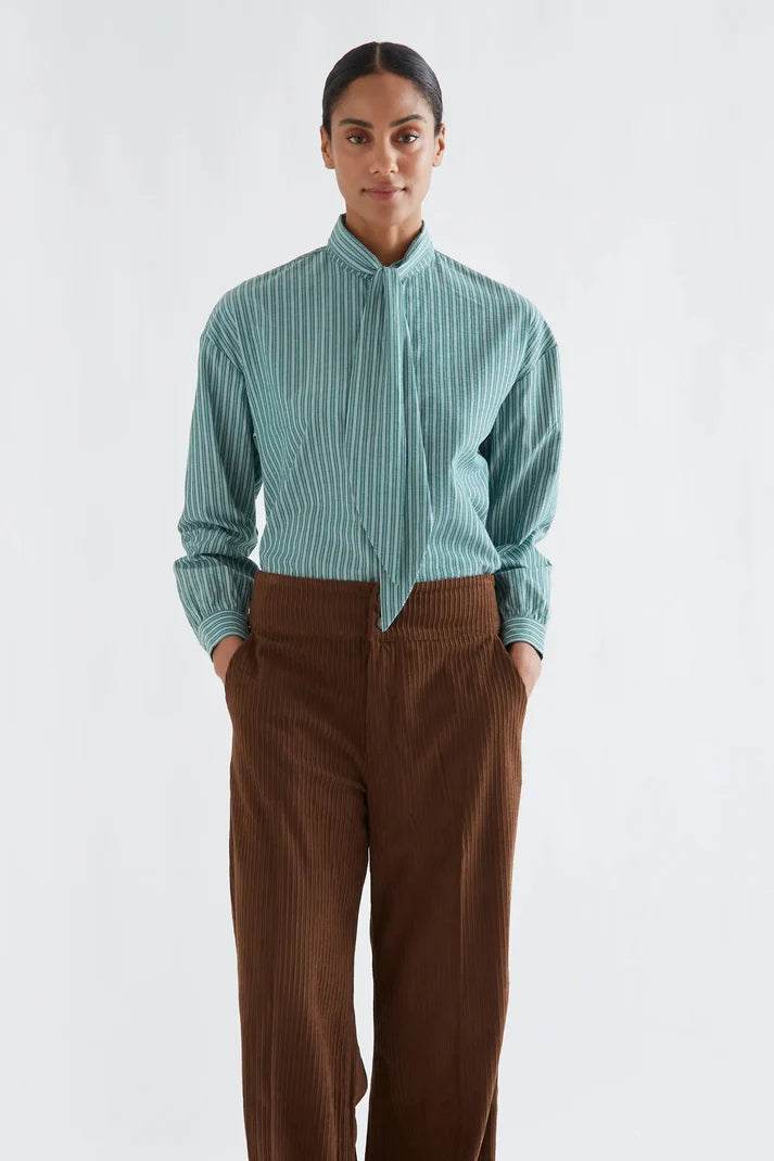 COMPAÑÍA FANTÁSTICA | STRIPED FRONT-TIE BLOUSE - GREEN