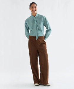COMPAÑÍA FANTÁSTICA | STRIPED FRONT-TIE BLOUSE - GREEN