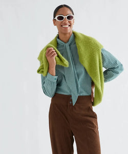 COMPAÑÍA FANTÁSTICA | STRIPED FRONT-TIE BLOUSE - GREEN