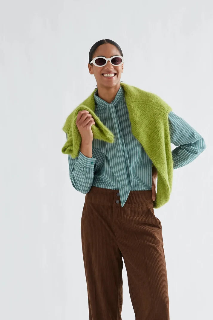 COMPAÑÍA FANTÁSTICA | STRIPED FRONT-TIE BLOUSE - GREEN