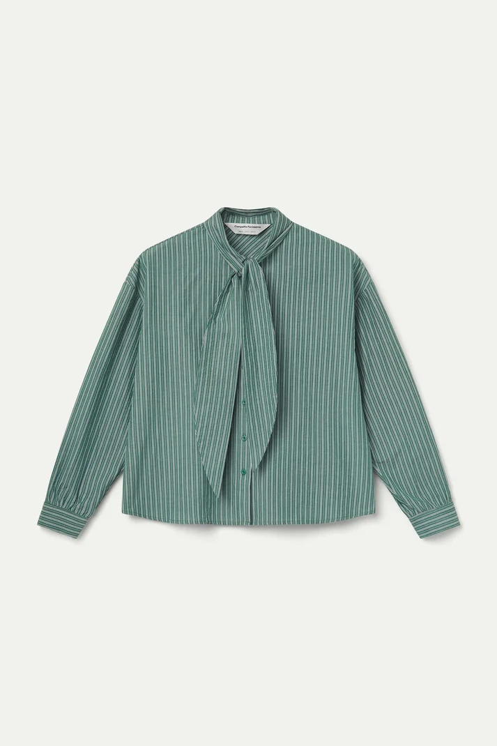 COMPAÑÍA FANTÁSTICA | STRIPED FRONT-TIE BLOUSE - GREEN