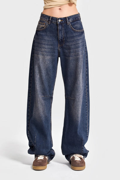 LUNA BARREL BAGGY MID RISE JEANS - ECLIPSE