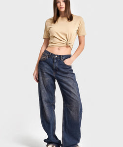 LUNA BARREL BAGGY MID RISE JEANS - ECLIPSE