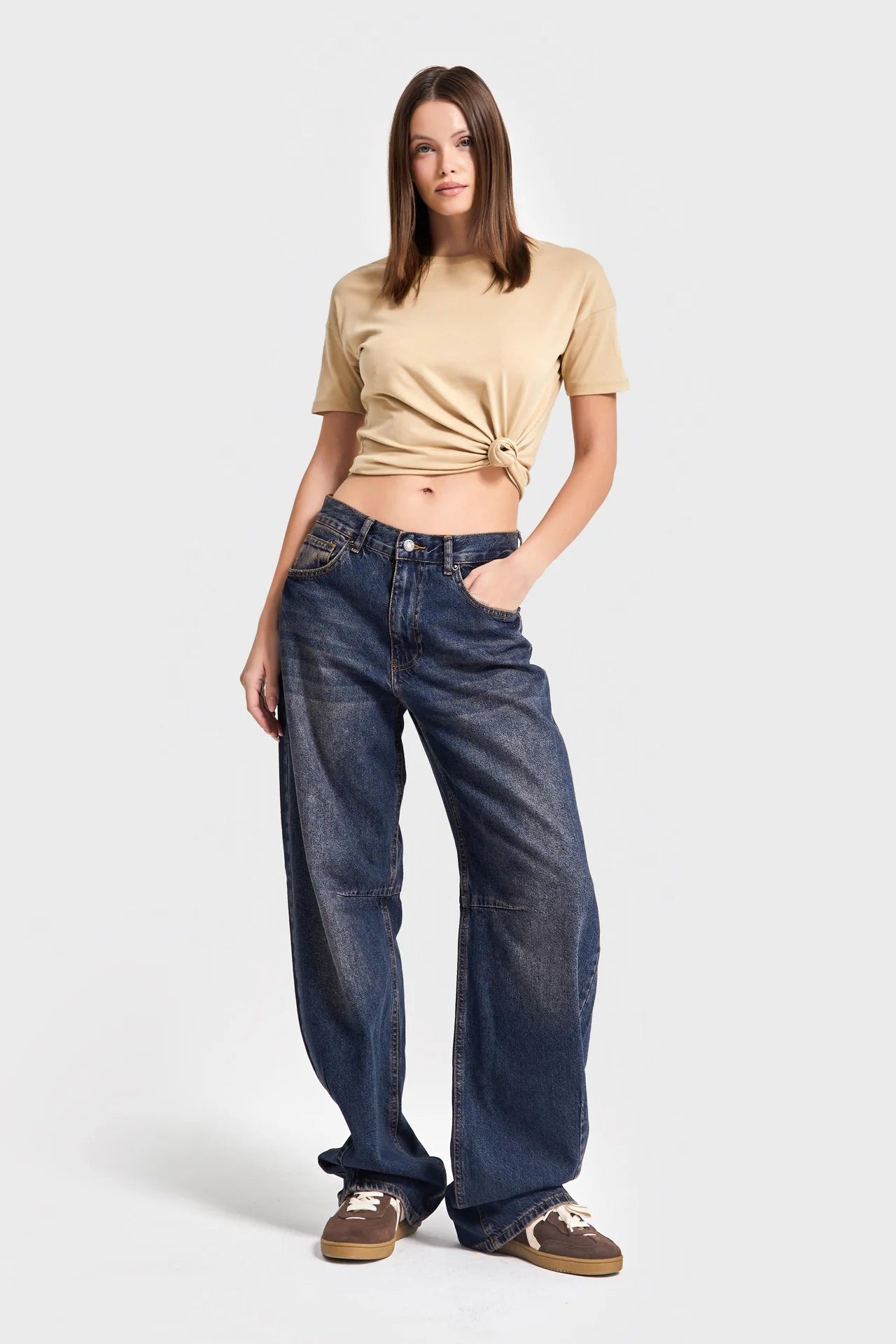 LUNA BARREL BAGGY MID RISE JEANS - ECLIPSE