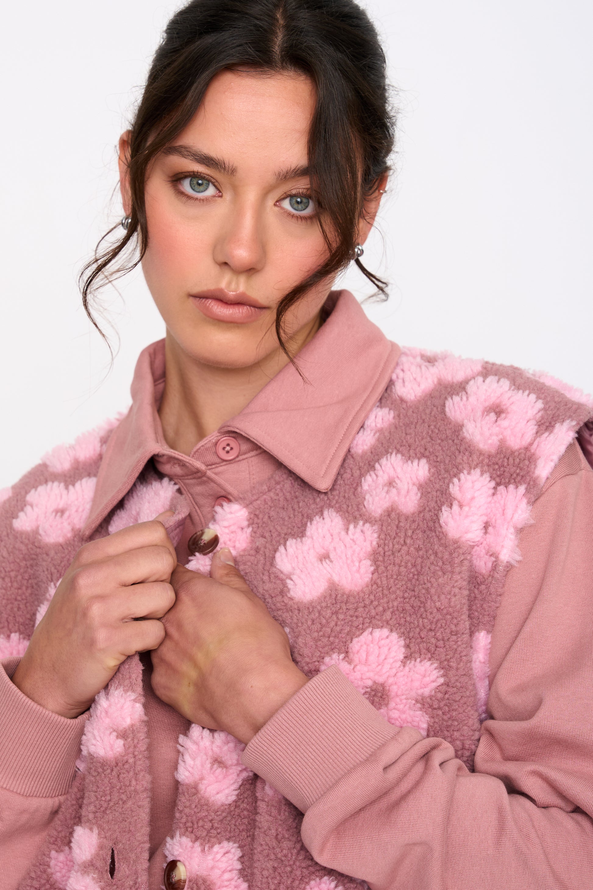 BLOOMED TEDDY BODYWARMER - PINK