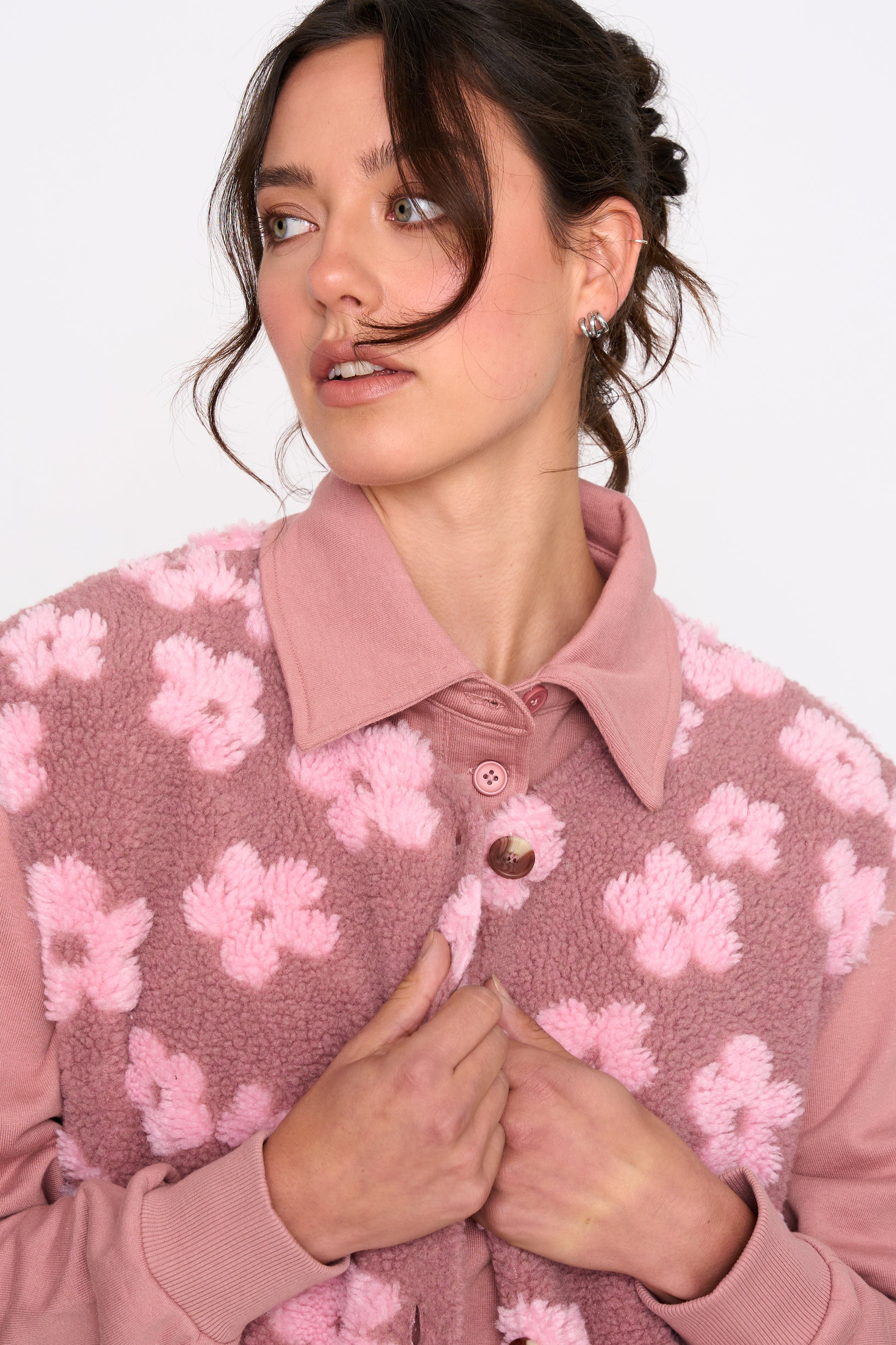 BLOOMED TEDDY BODYWARMER - PINK