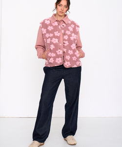 BLOOMED TEDDY BODYWARMER - PINK