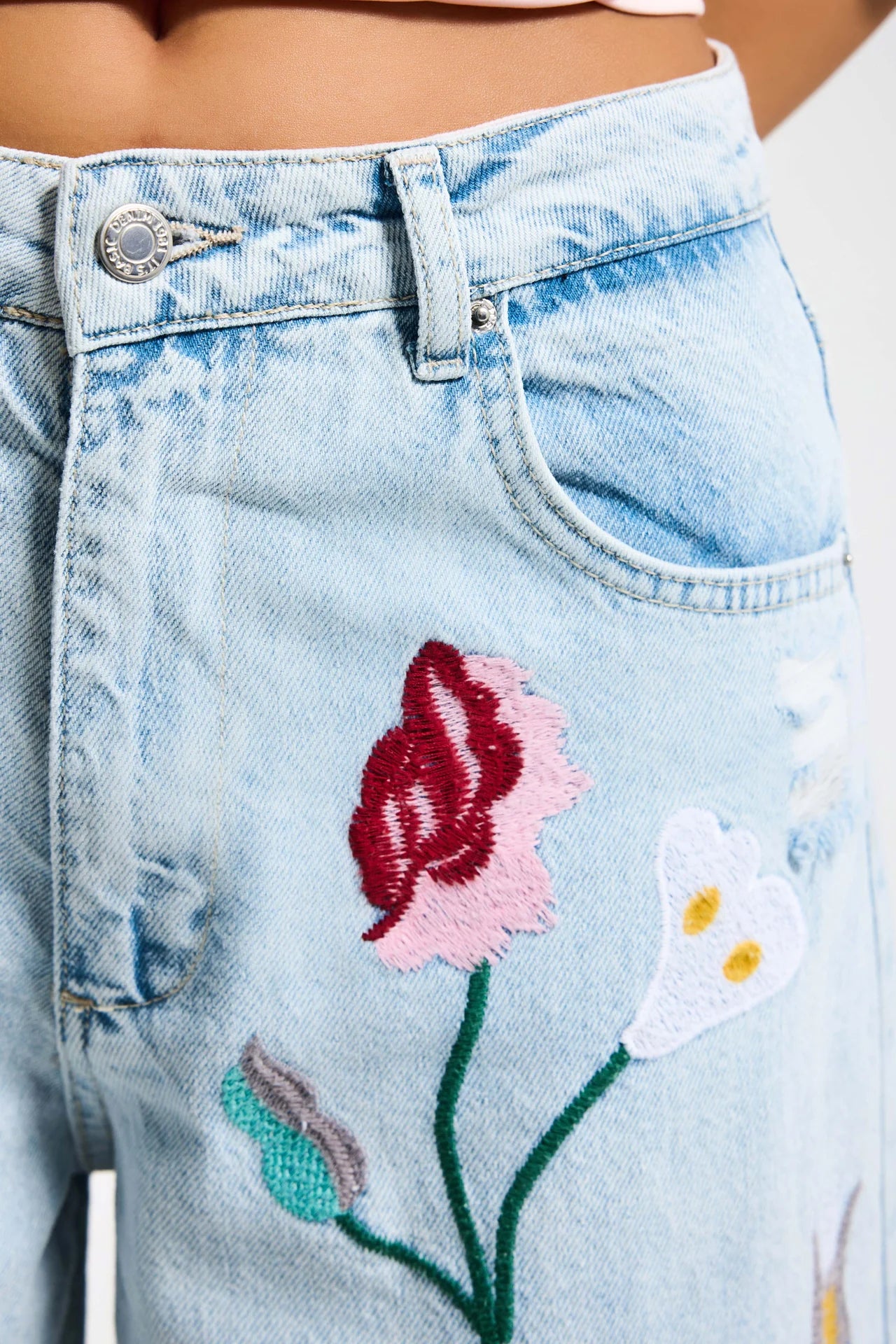 EMBROIDERY PALAZZO JEANS - WILDFLOWER BLUE