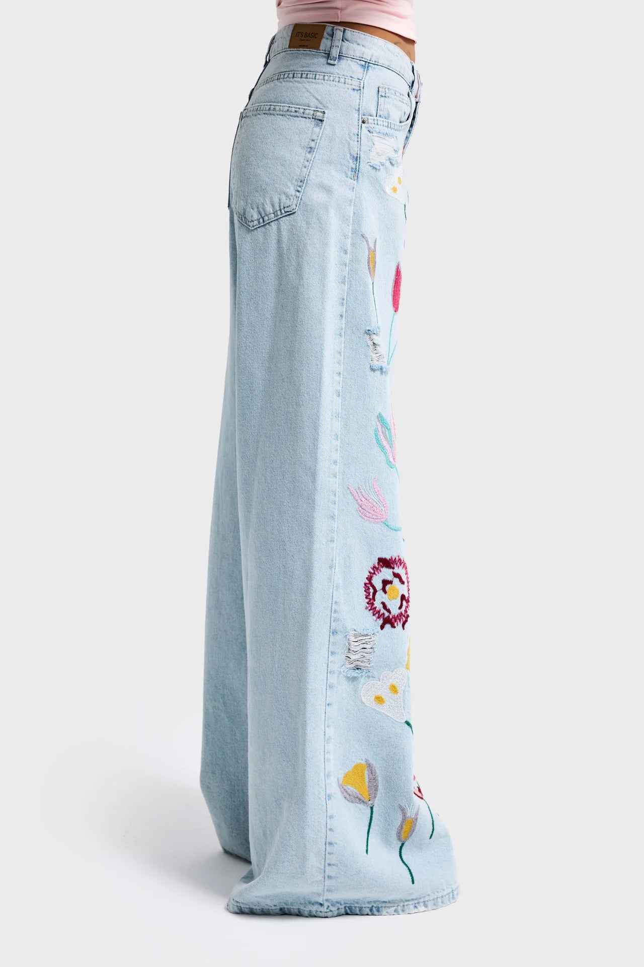 EMBROIDERY PALAZZO JEANS - WILDFLOWER BLUE