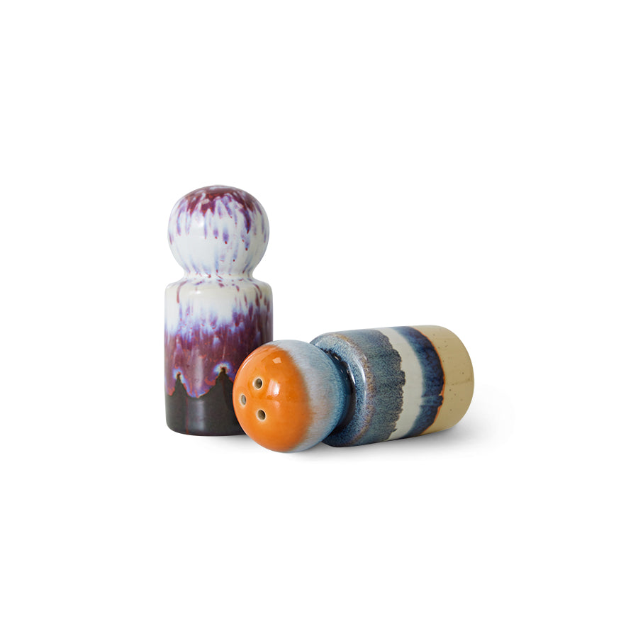 HKliving | 70S CERAMICS: PEPPER & SALT JAR - STARGAZE