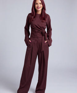 DEAN PINSTRIPED PANTS - BORDEAUX