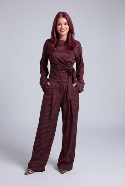 DEAN PINSTRIPED PANTS - BORDEAUX