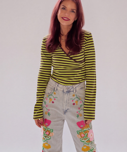 RAMY STRIPED TOP - GREEN/BROWN