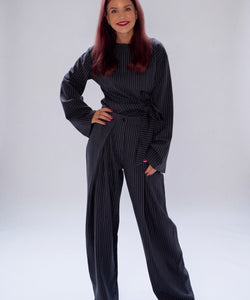 DEAN PINSTRIPED PANTS - NAVY