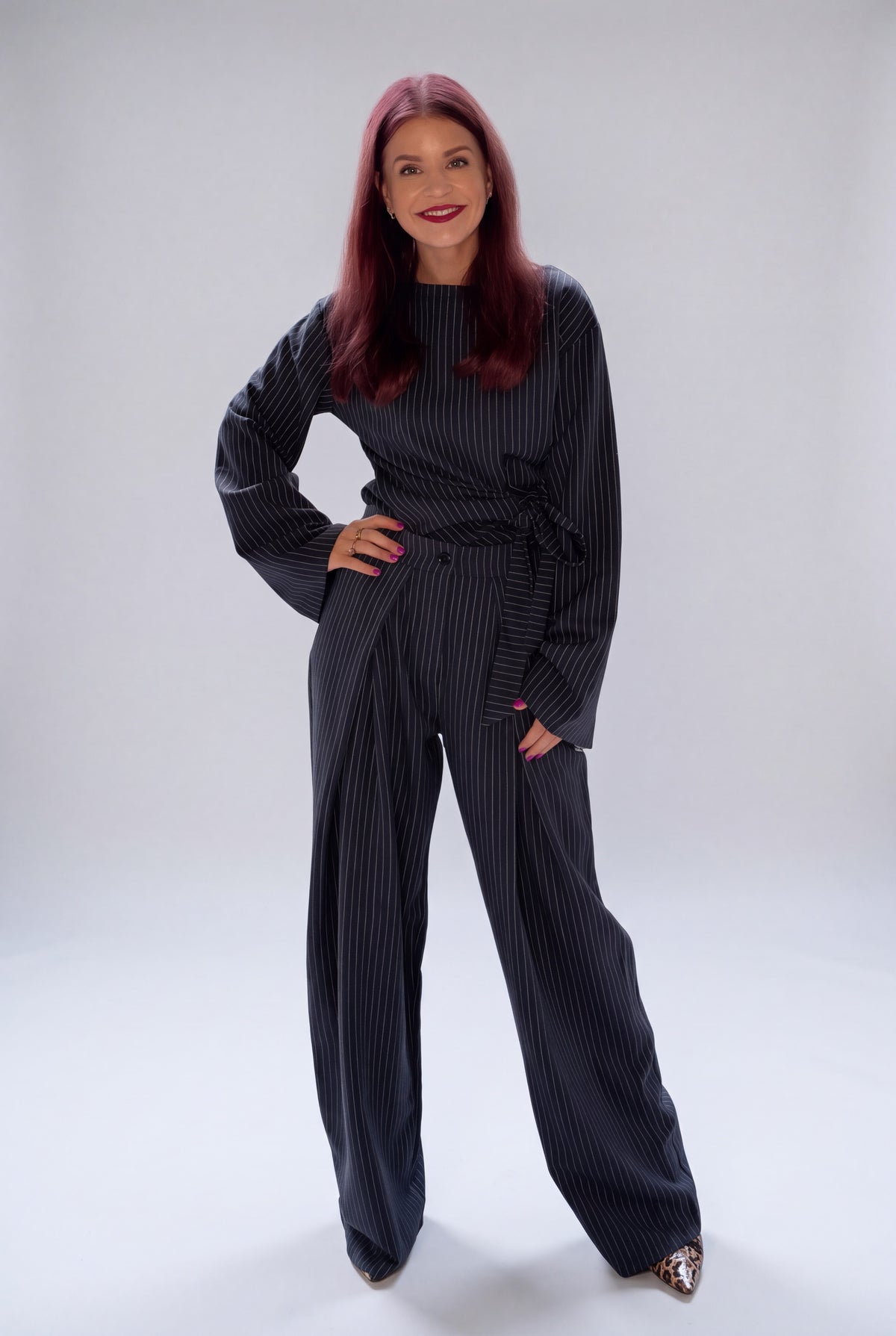 DEAN PINSTRIPED PANTS - NAVY