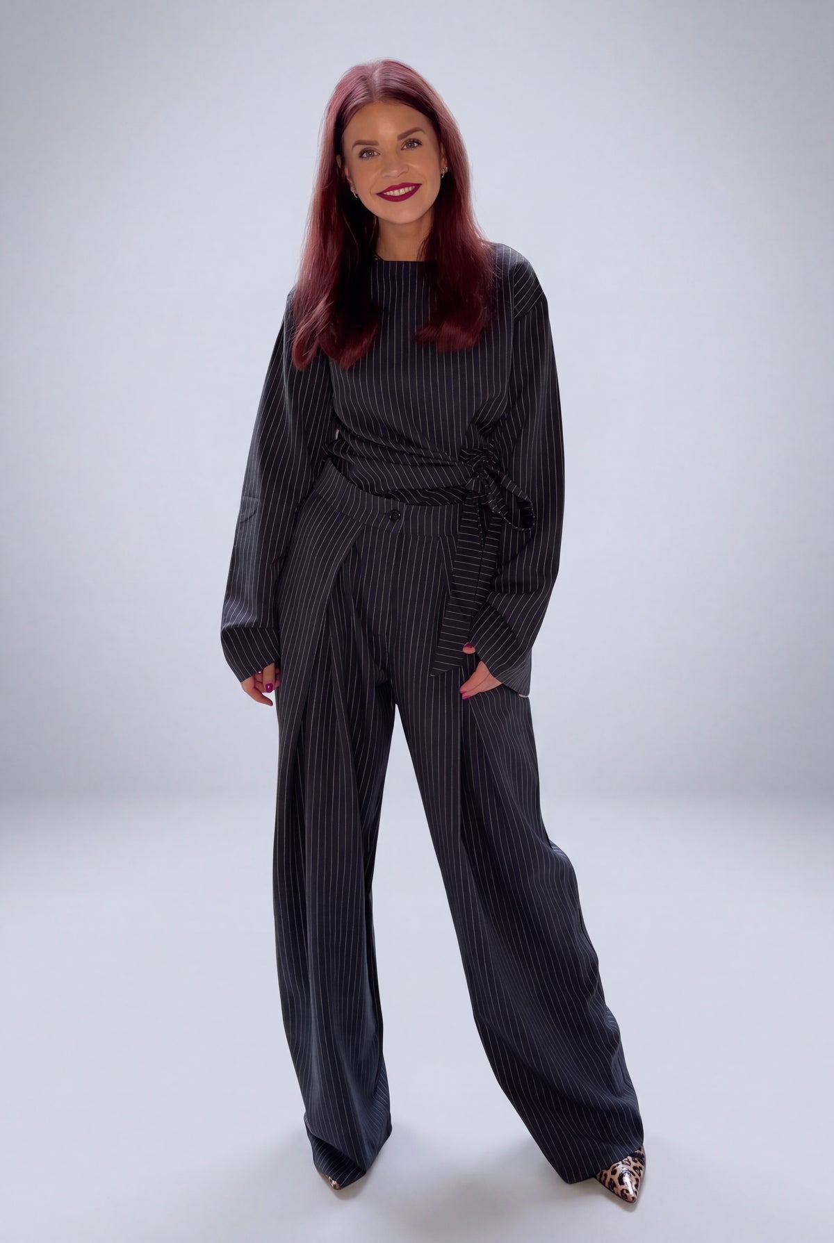 DEAN PINSTRIPED PANTS - NAVY