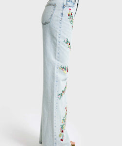 EMBROIDERY STRAIGHT JEANS - BLOSSOM BLUE