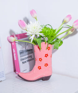 DOIY | RODEO COWBOY BOOT VASE - PINK