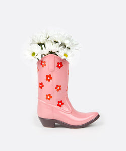DOIY | RODEO COWBOY BOOT VASE - PINK