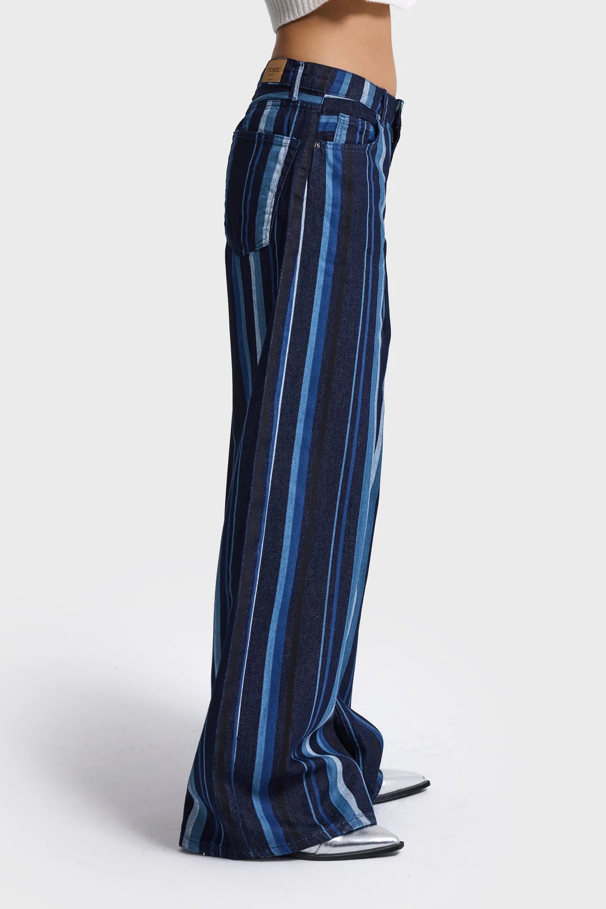 STRIPED BAGGY JEANS - DARK BLUE