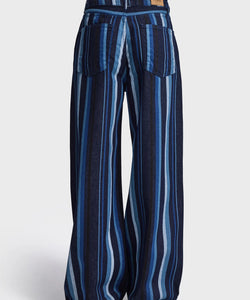 STRIPED BAGGY JEANS - DARK BLUE