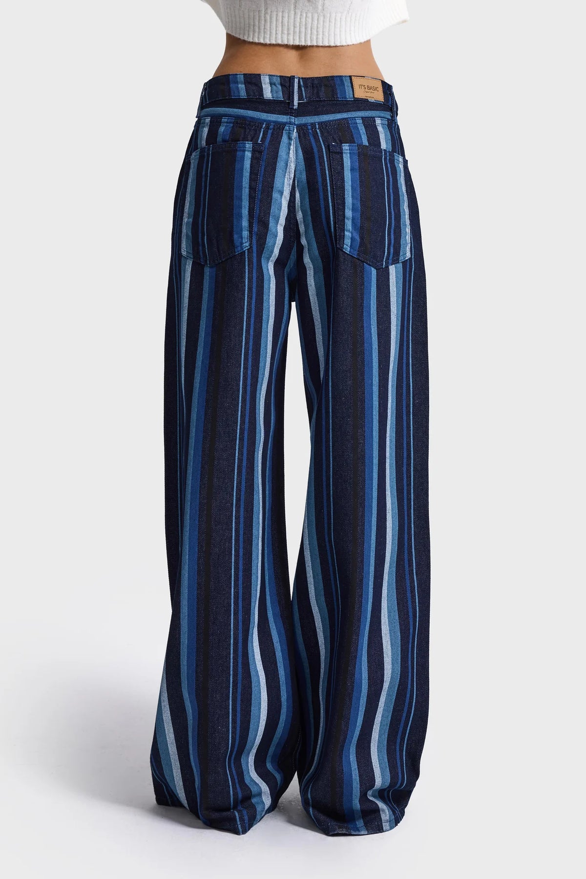 STRIPED BAGGY JEANS - DARK BLUE