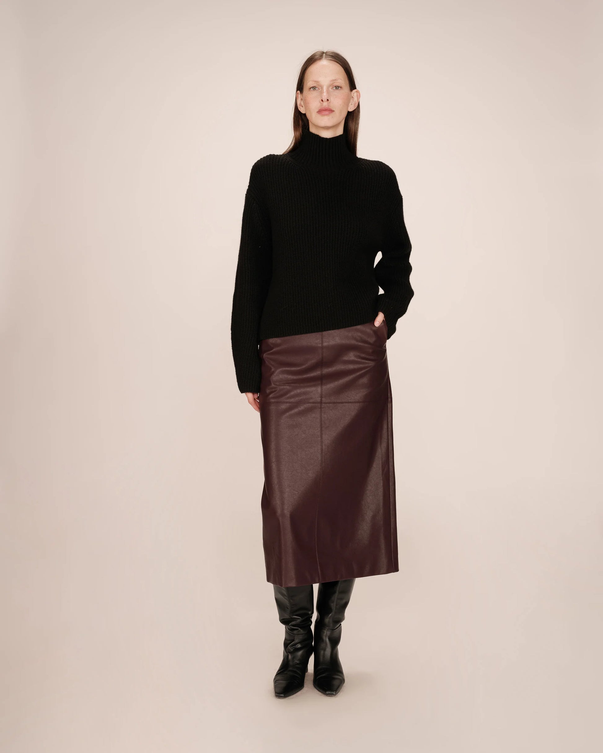 GRACE & MILA | SIRENE MIDI SKIRT - BORDEAUX