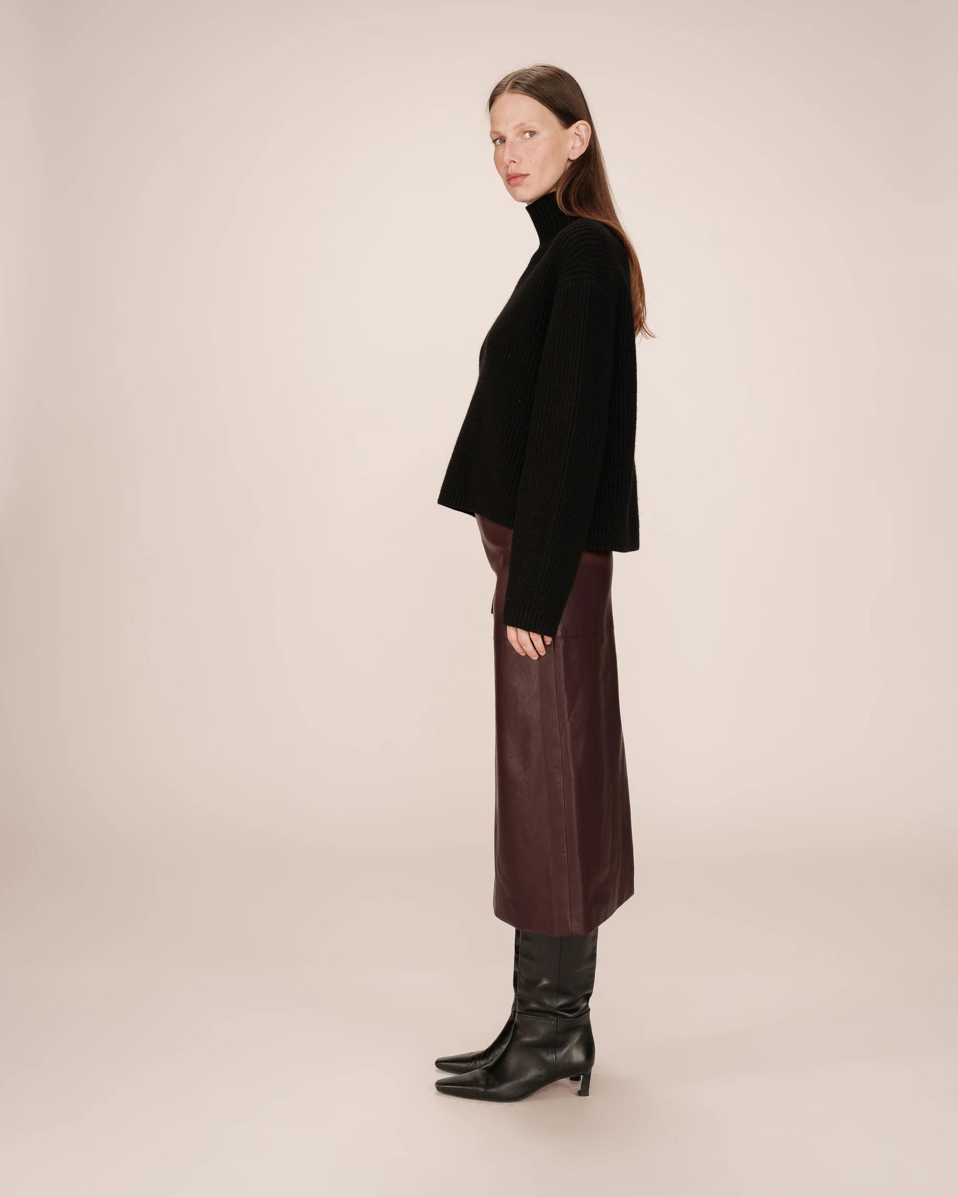 GRACE & MILA | SIRENE MIDI SKIRT - BORDEAUX