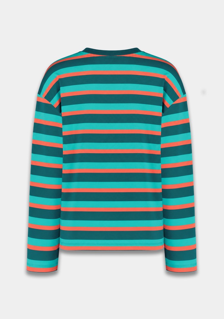 HARPER & YVE | STILL BURNING T-SHIRT - DEEP TEAL STRIPE