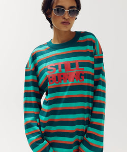 HARPER & YVE | STILL BURNING T-SHIRT - DEEP TEAL STRIPE