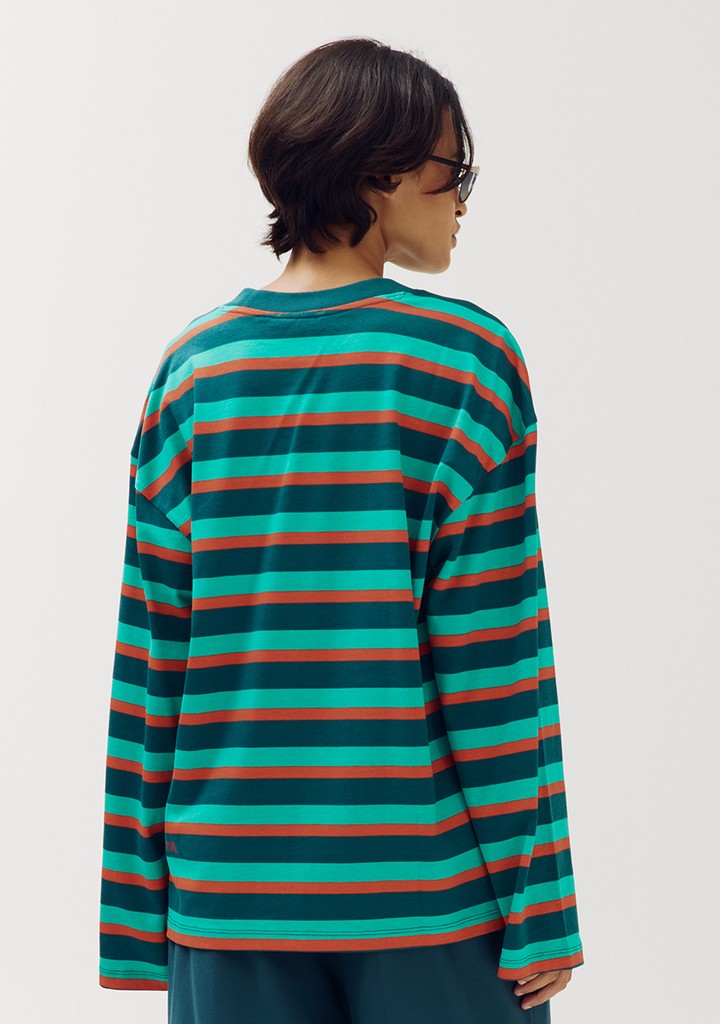 HARPER & YVE | STILL BURNING T-SHIRT - DEEP TEAL STRIPE