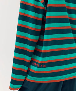 HARPER & YVE | STILL BURNING T-SHIRT - DEEP TEAL STRIPE