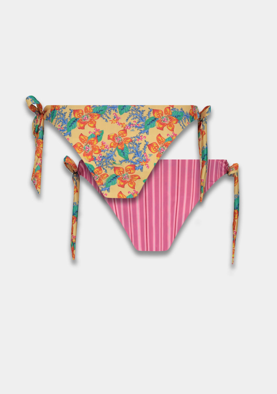 HARPER & YVE | LEXIE 2-WAYS BIKINI BOTTOM - BANANA FLOWER & PINK STRIPE