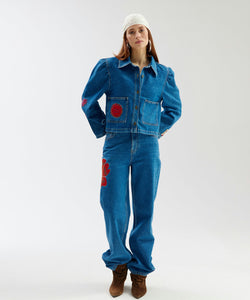 HARPER & YVE | YVE ROSE APPLIQUE JEANS - MID BLUE