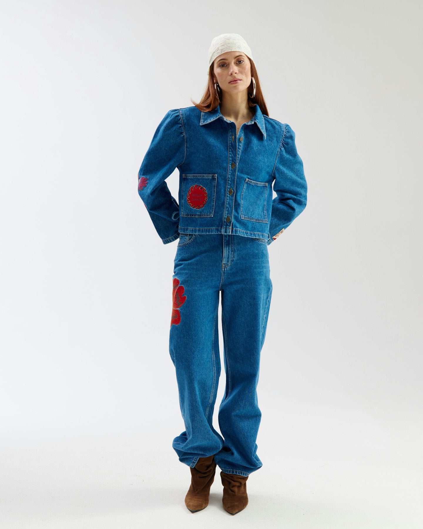 HARPER & YVE | YVE ROSE APPLIQUE JEANS - MID BLUE