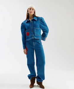 HARPER & YVE |  TOBY APPLIQUÉ JACKET - MID BLUE