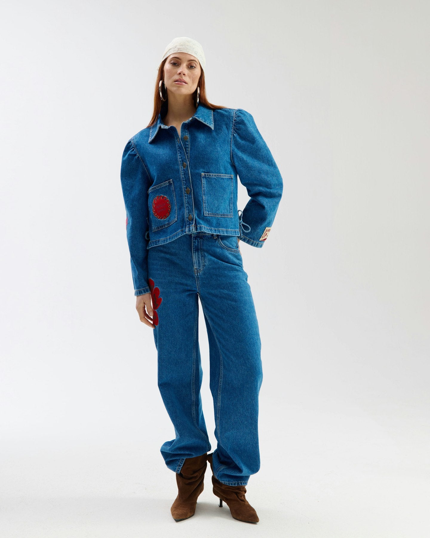 HARPER & YVE | YVE ROSE APPLIQUE JEANS - MID BLUE