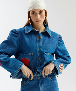 HARPER & YVE |  TOBY APPLIQUÉ JACKET - MID BLUE