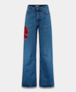 HARPER & YVE | YVE ROSE APPLIQUE JEANS - MID BLUE