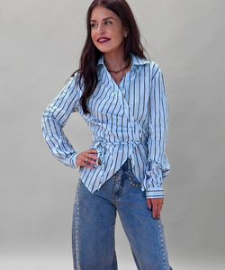 NOUSHA WRAP BLOUSE - BLUE