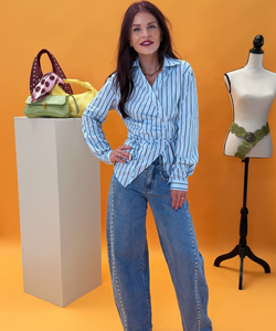 NOUSHA WRAP BLOUSE - BLUE