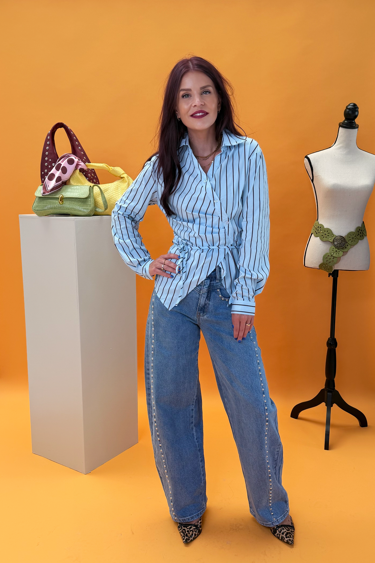 NOUSHA WRAP BLOUSE - BLUE
