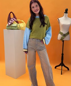 DIDE COLOR-BLOCK KNIT - GREEN/BLUE