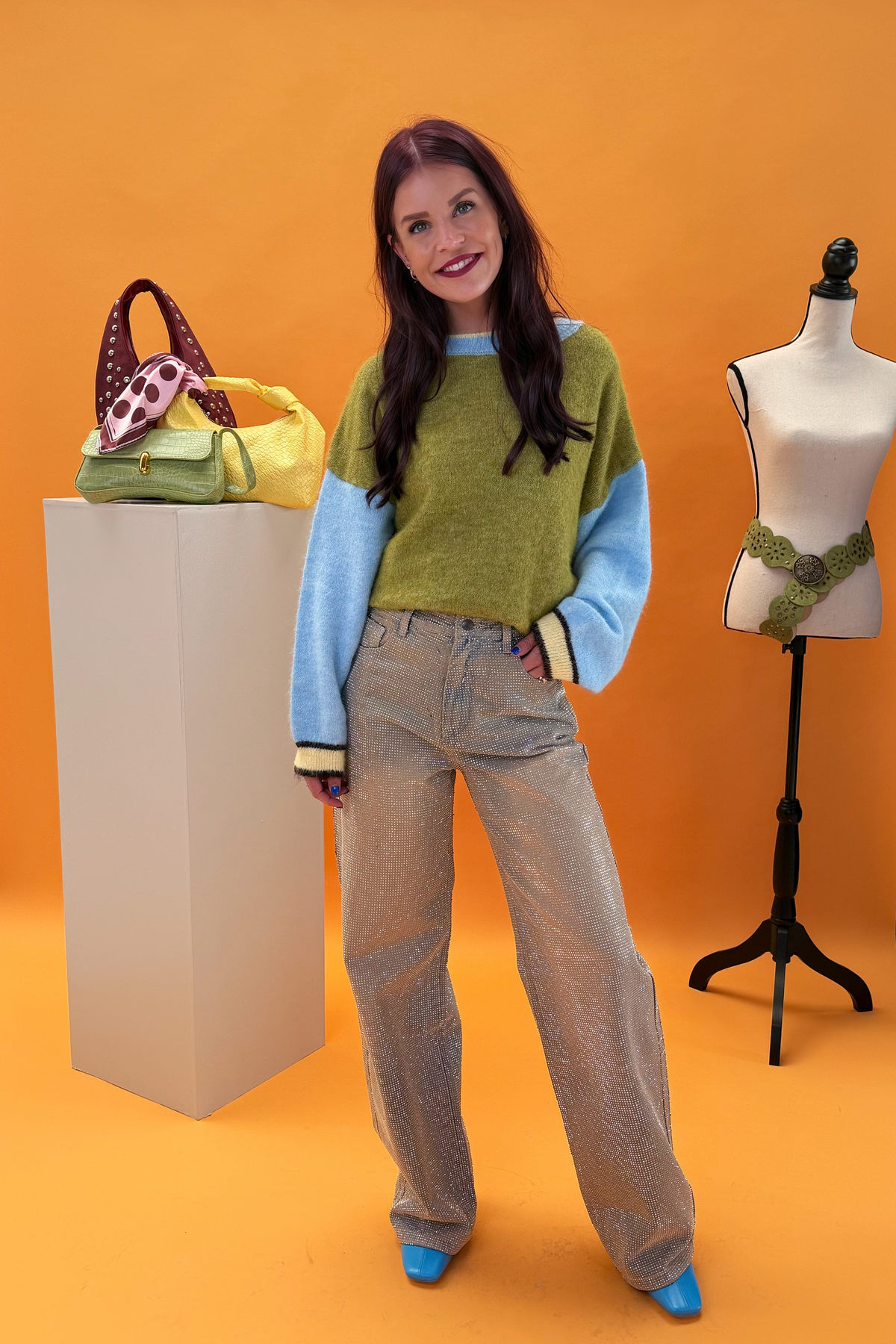 DIDE COLOR-BLOCK KNIT - GREEN/BLUE