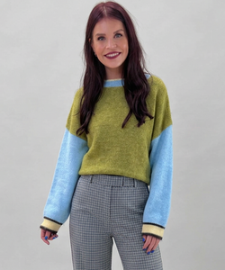 DIDE COLOR-BLOCK KNIT - GREEN/BLUE