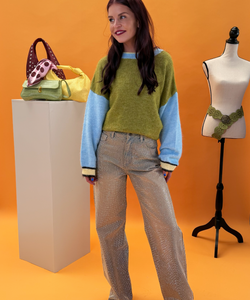 DIDE COLOR-BLOCK KNIT - GREEN/BLUE