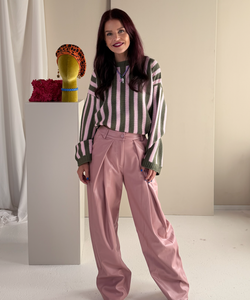 LIME STRIPED PULLOVER - PINK/OLIVE GREEN
